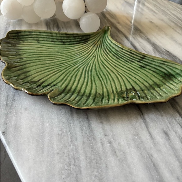 Vintage 1980s Bombay ginkgo leaf platter tray dish 12” x 18” - Picture 7 of 12